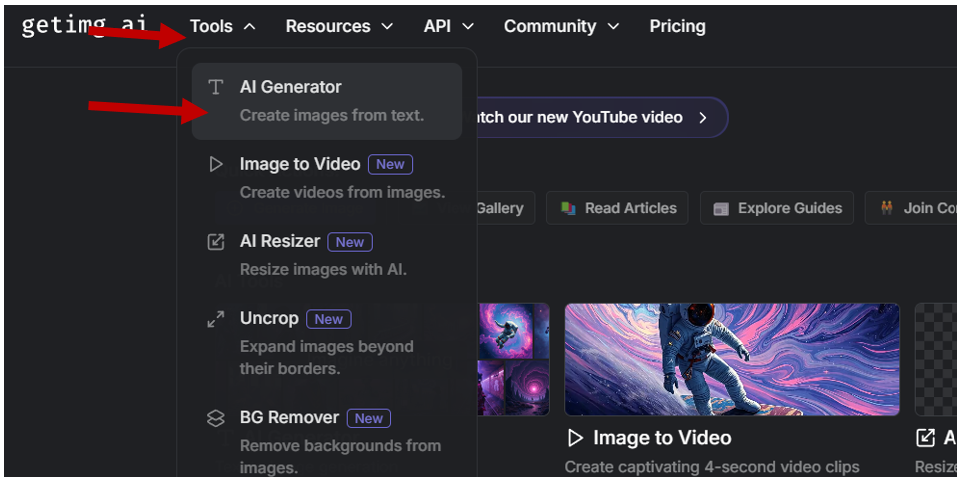 getimg.ai text-to-image generation page