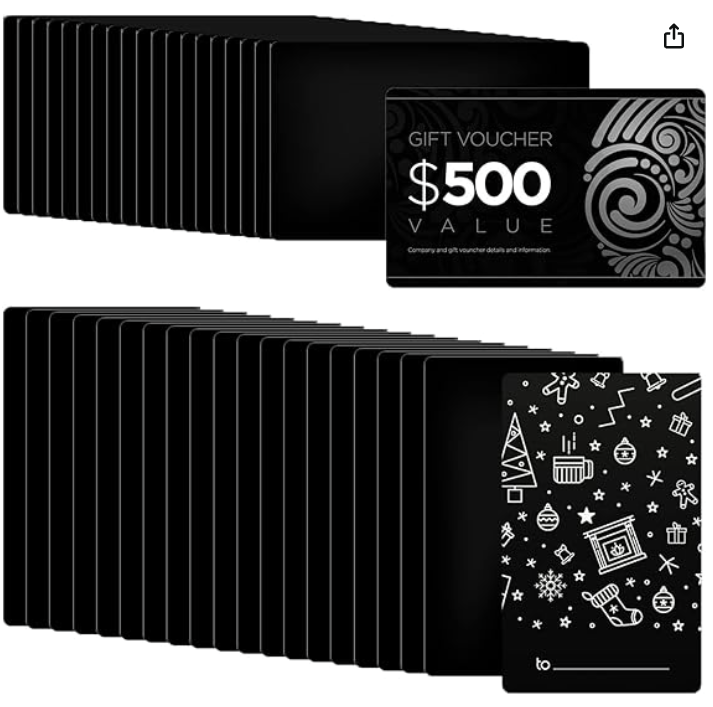 Black aluminum business card blanks (product photo)